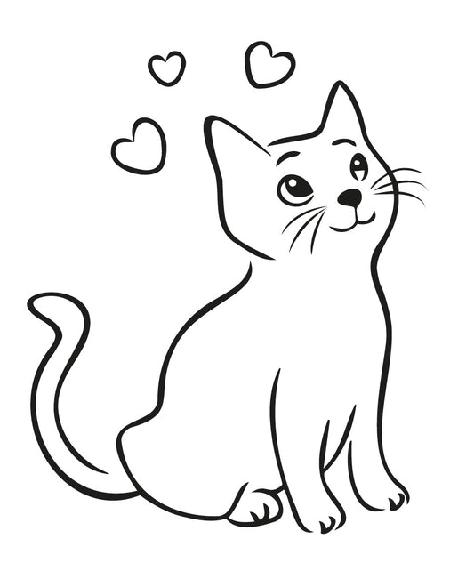 Cat, animal, cat lovers, pet cat with hearts, instant digital download - Ai-EPS-PNG-SVG