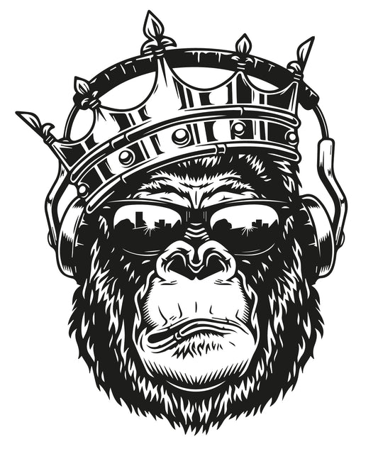 King Gorilla, gorilla with crown, monkey, animal, gorilla with headphones, gorilla sunglasses, instant digital download - Ai-EPS-PNG-SVG