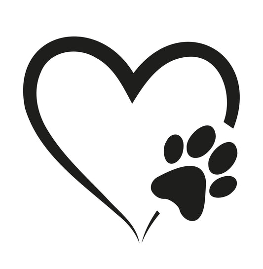 Animal love paw print with heart, animal love heart, love heart with paw, heart logo, instant digital download - Ai-EPS-PNG-SVG